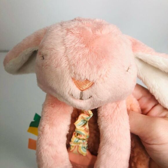 itzy ritzy lovey pink bunny teether toy pull tags crunchy sherpa sensory toy plu - Picture 5 of 8
